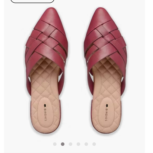 Like New Birdies The Dove in Rhubarb (Dark Red) Crossed Leather Slides / Mules - Picture 5 of 14